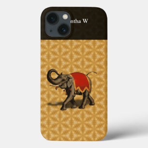 Indische Olifant met Rode Stof iPhone 13 Hoesje