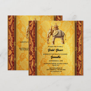 Indische olifanten gouden paisley luxe bruids feestdagenkaart