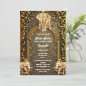 Indische olifanten groen goud luxe vrijgezellenfee kaart (Staand voorkant)