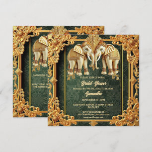 Indische olifanten groen goud vrijgezellenfeest feestdagenkaart