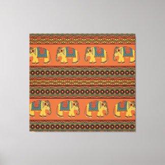 Indische olifanten, Sinaasappel Traditional Seamle Canvas Afdruk