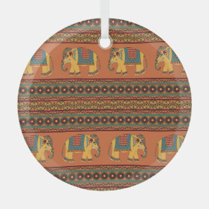 Indische olifanten, Sinaasappel Traditional Seamle Glas Ornament