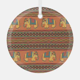 Indische olifanten, Sinaasappel Traditional Seamle Glas Ornament