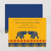 Indische olifantenbruiloft bewaart de datum kaart (Voorkant / Achterkant)