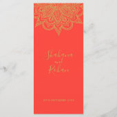 Indische Oranje gouden kleuren met roze kleuren Menu (Achterkant)