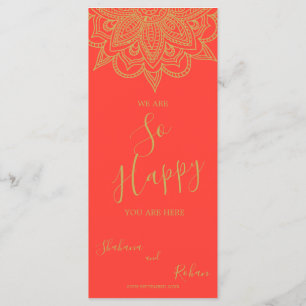 Indische Oranje roze goudkleurige kleurenkleuren Menu