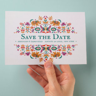 Indische Paarse olifantenbruiloft Aankondigingskaart