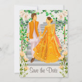 Indische Pakistaanse gouden bruiloft redt de datum Save The Date (Voorkant)