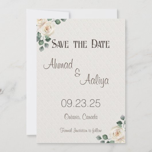 Indische Pakistaanse gouden bruiloft redt de datum Save The Date (Achterkant)