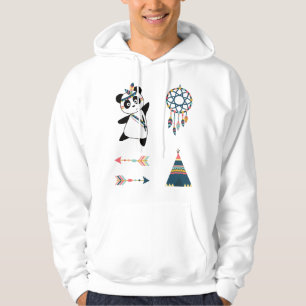Indische Panda Beer Sticker zet thee Hoodie