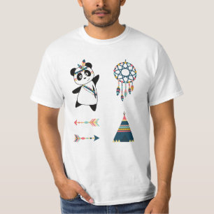 Indische Panda Beer Sticker zet thee T-shirt