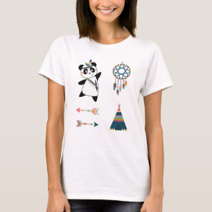 Indische Panda Beer Sticker zet thee T-shirt