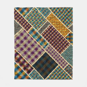 Indische patchwork: geweven canvas imitatie. fleece deken