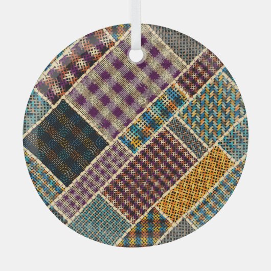 Indische patchwork: geweven canvas imitatie. glas ornament (Voorkant)