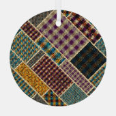 Indische patchwork: geweven canvas imitatie. glas ornament (Achterkant)