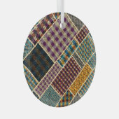Indische patchwork: geweven canvas imitatie. glas ornament (Voorkant Rechts)