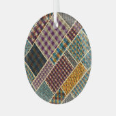 Indische patchwork: geweven canvas imitatie. glas ornament (Voorkant links)