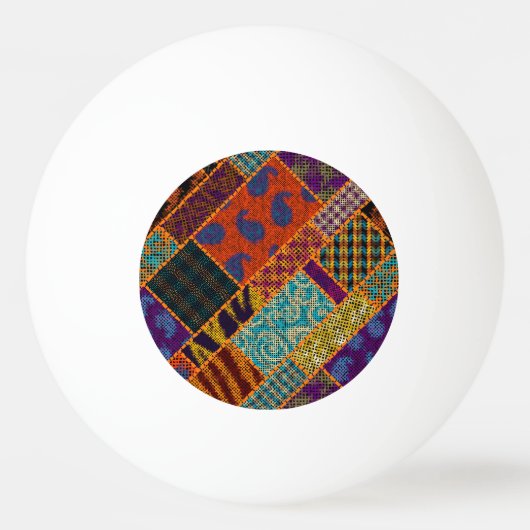 Indische patchwork imitatie, canvas. pingpongballen (Voorkant)