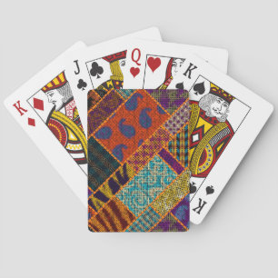 Indische patchwork imitatie, canvas. pokerkaarten
