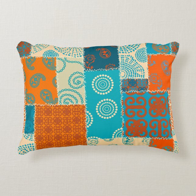 Indische patchwork, naadloze  achtergrond. accent kussen (Voorkant)