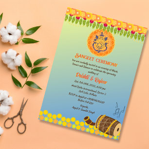 Indische Pre-huwelijks Sangeet-ceremonie Kaart