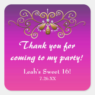 Indische Prinses Paars Roze Goud Feest Sticker