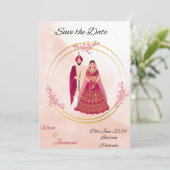 Indische Punjabi bewaar de datum bewerkbare sjablo Save The Date (Staand voorkant)