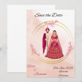 Indische Punjabi bewaar de datum bewerkbare sjablo Save The Date (Voorkant / Achterkant)