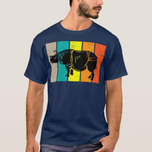 Indische Rhinoceros Rhino Retro  Mannen Vrouwen T-shirt