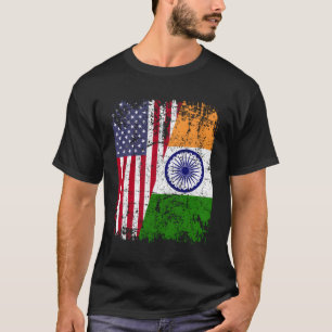 Indische Roots Half Amerikaanse vlag VS India vlag T-shirt