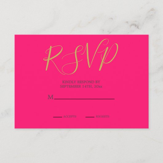 Indische Roze Gold Colour Modern Weddenschap RSVP Informatiekaartje (Voorkant)