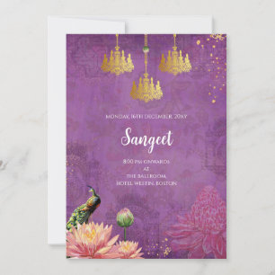 Indische Sangeet uitnodiging & Pauw huwelijkskaart