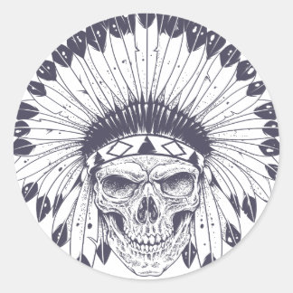 Indische schedel ronde sticker