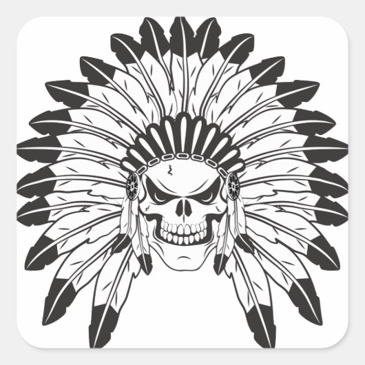 Indische schedelhoofd vierkante sticker (Voorkant)