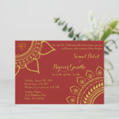 Indische SIkh Ik Onkar Wedding Invite Mehndi Sange Kaart (Staand voorkant)