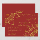 Indische SIkh Ik Onkar Wedding Invite Mehndi Sange Kaart (Voorkant / Achterkant)