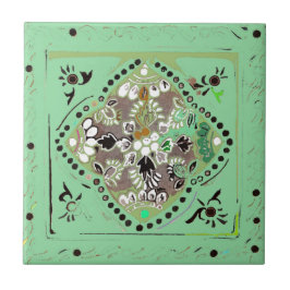 Indische Stijl Groene Floral Tile Tegeltje