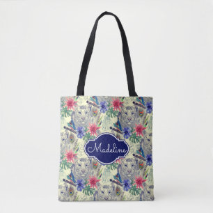 Indische stijltijgerpatroon Jouw namen toevoege Tote Bag
