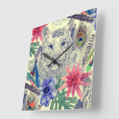 Indische stijltijgerpatroon Vierkante Klok (Hoek)