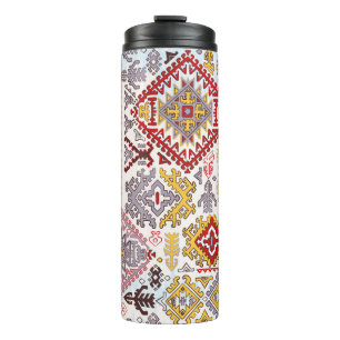 Indische tapijtschelp-sierpatroon. Etnische Mandal Thermosbeker