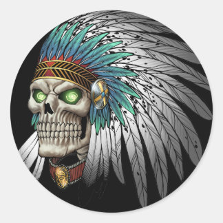 Indische tribale orthodoxe schedelbuis ronde sticker