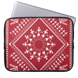 Indische tribale schilderijen. Warli Paintingart, Laptop Sleeve
