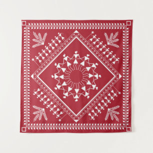 Indische tribale schilderijen. Warli Paintingart,  Wandkleed