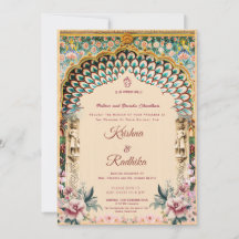 Indische trouw uitnodiging royale etnische luxe