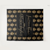 Indische trouwdatum Hamsa Goud Henna Wandkleed (Voorkant (horizontaal))