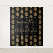 Indische trouwdatum Hamsa Goud Henna Wandkleed (Voorkant)