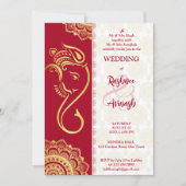 Indische trouwmaroon en goud Ganesha mandala Kaart (Voorkant)