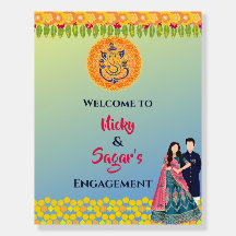 Indische Verloving Ceremonie Welkomstbord Schuimbo