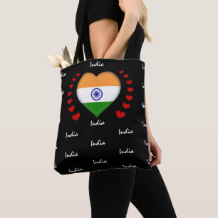 Indische vlag en hart, Indische vlag mode/sport Draagtas