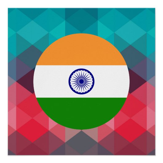 Indische vlag op modern bokeh perfect poster (Voorkant)